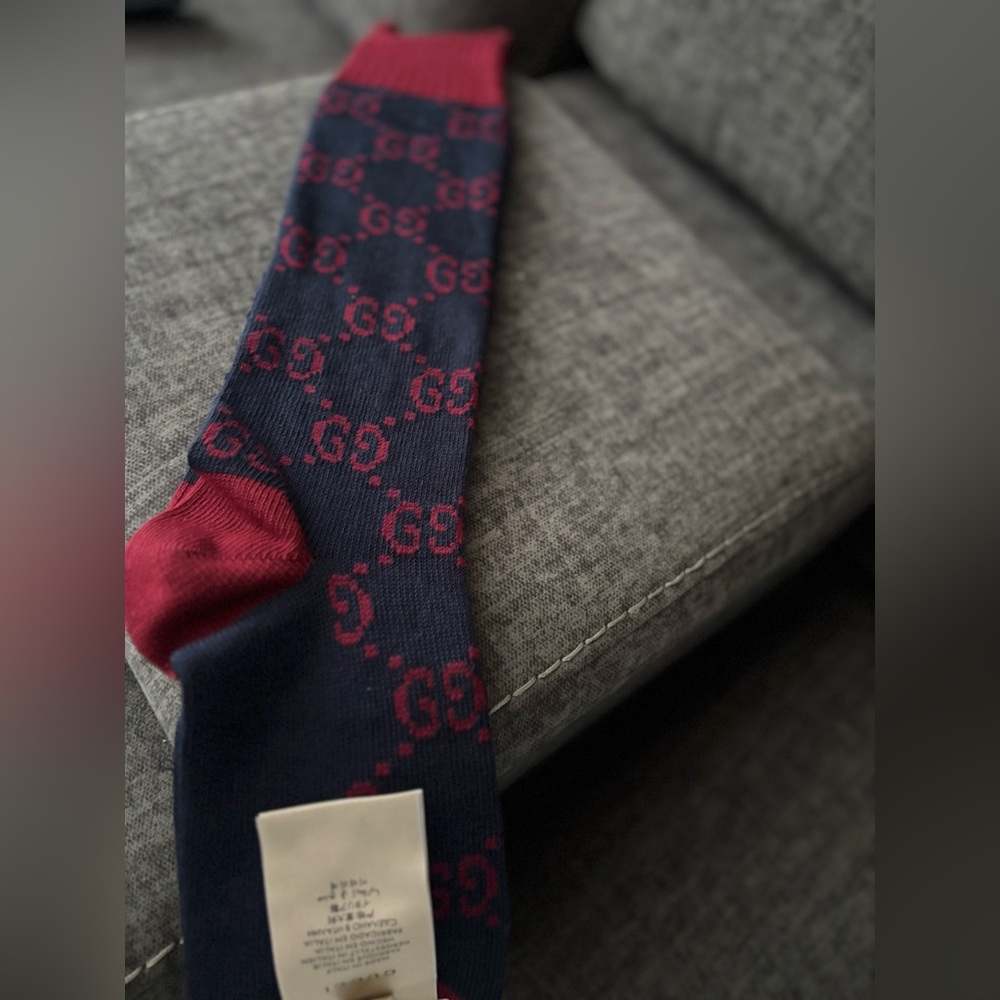 Gucci Blue and Red Casual Socks with Monogram GG Logo - Picture 3 of 4